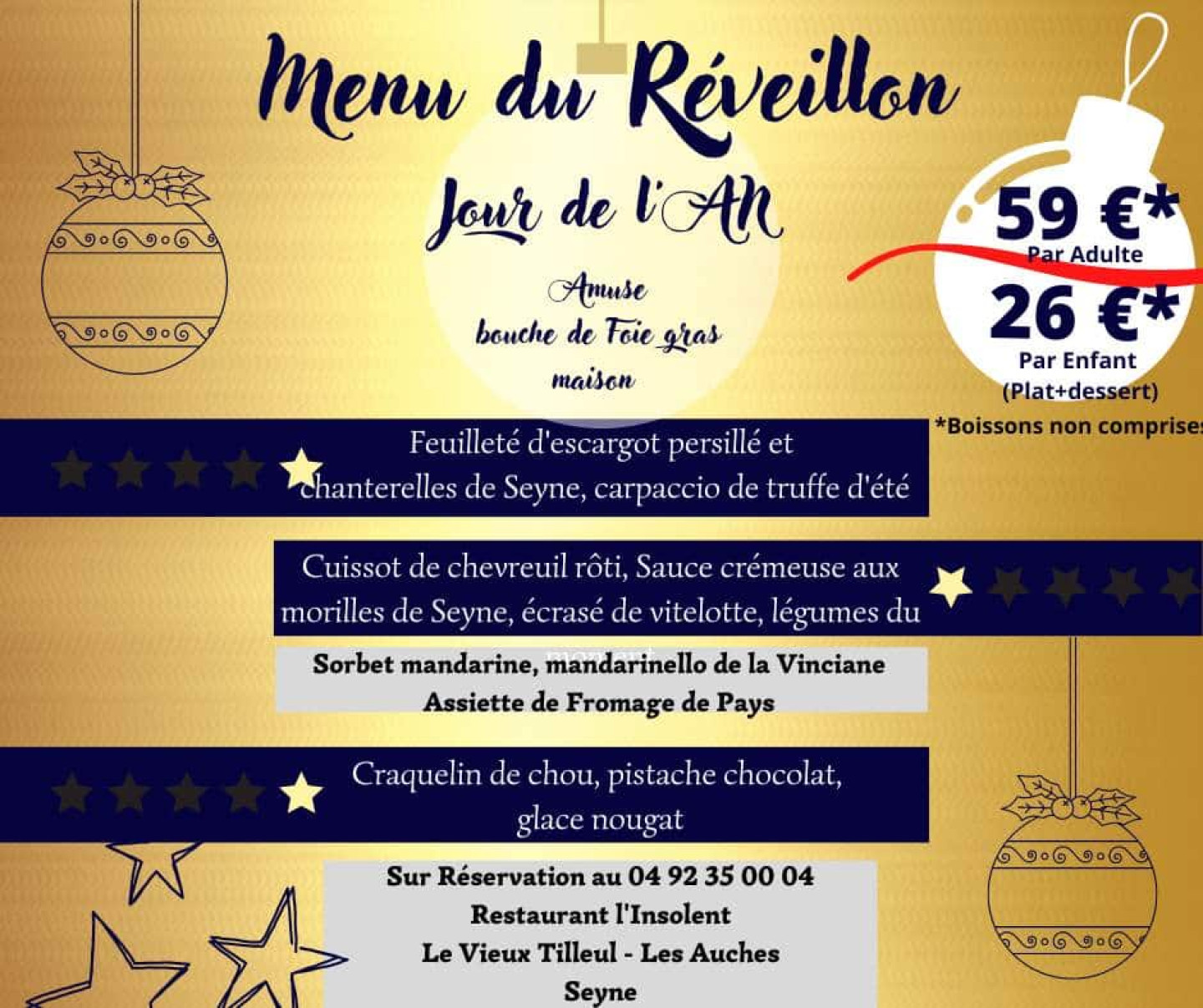 MENU DU REVEILLON